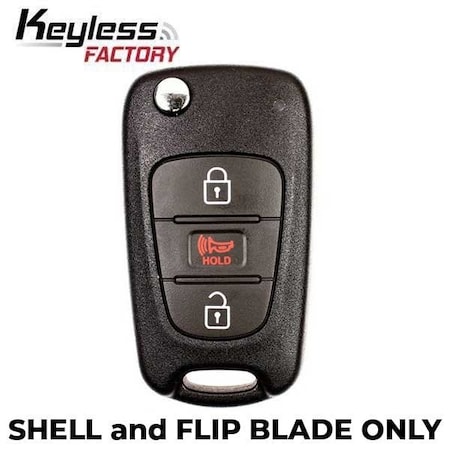 Keyless Factory 2012-2013 Kia Rio / 3-Button Flip Key SHELL KK10 HS / PN95430-1W020 TQ8-RKE-3F02 (AFTERMARKET) FKS-KIA026